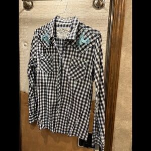 Michael Ryan Plaid shirt with bucking horses